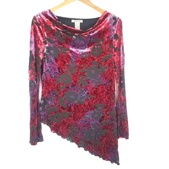 Notations | Velour Burn Out Rose Paisley Top - Picture 1 of 7